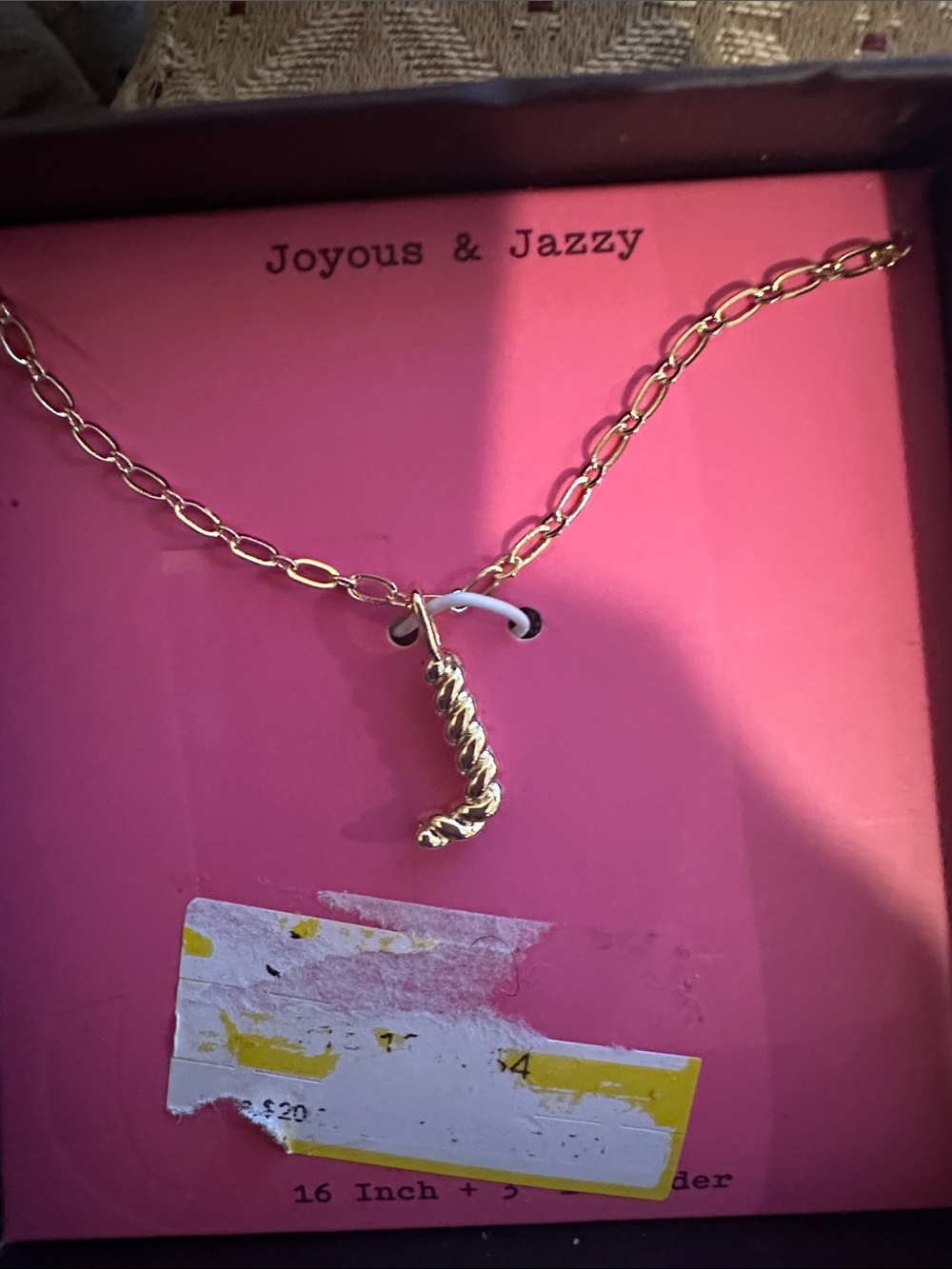 Gold Rope 'J' Pendant Necklace